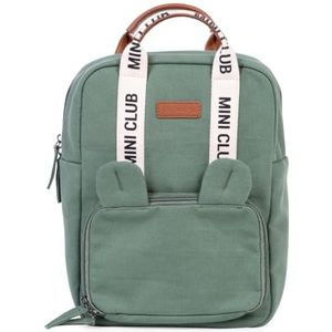 CHILDHOME, Rugzak voor baby's, kinderrugzak, kleuterschool, koeltas, lunchboxvak, robuust, materiaal katoen, My First Bag, 7 l, mini-club, handtekening, groen