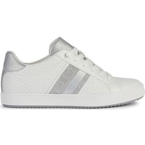 Geox D BLOMIEE F Sneakers voor dames, wit/zilver, 37 EU, Wit-zilver., 37 EU