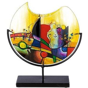 GILDE GLAS art Decoratieve vaas van glas op metalen voet, decoratie voor de woonkamer, cadeaus voor vrouwen, verjaardag, Kerstmis, meerkleurig, hoogte 38 cm