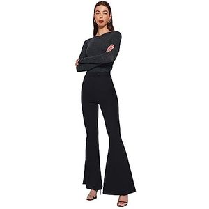 Trendyol Dames Gerade Hohe Taille Hose Shorts, Zwart, 34