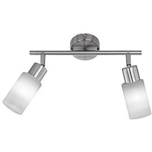 Trio Leuchten LED Spotlight Jones 871410207, metaal nikkel mat, glas wit geveegd, 2x 4 Watt