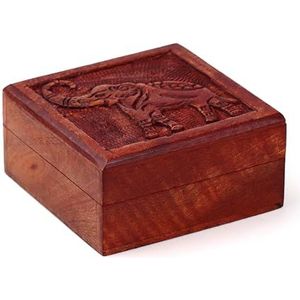 Puckator - Box van mangohout met gesneden olifant