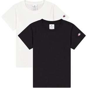 Champion T-shirt (2 stuks) voor meisjes en meisjes, Wit/Zwart, 11-12 jaar