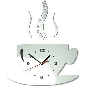 TASSE Time for coffee (tijd voor koffie) moderne keuken wandklok wit, 3D Romeins, wandklok decoratie