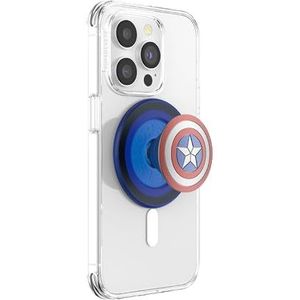 PopSockets: PopGrip voor MagSafe - Uittrekbare Greep en Standaard voor Smartphones en Hoesjes met een Verwisselbare Top - Adapterring voor MagSafe Inbegrepen - Enamel Captain America