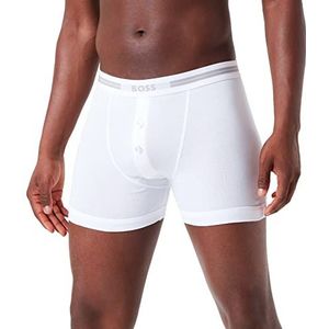 BOSS Heren Trunk BF Original geribbelde katoenen boxershorts met logo op de tailleband, White100, S