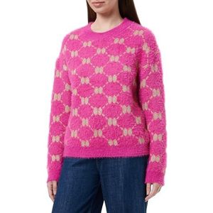 ebeeza Stijlvolle eenvoud voor dames, ronde hals, lange mouwen, bedrukte trui, gebreide trui, roze, eenheidsmaat, roze, Eén maat