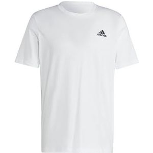 adidas Heren Essentials Single Jersey Embroidered Small Logo Tee, White, S Tall