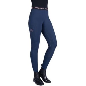 HKM Dames Graz stijl siliconen volledige stoel paardrijden legging, donkerblauw/neon koraal, 26/28, Donkerblauw/Neon Coral, 52/54
