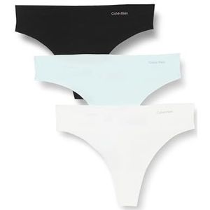 Calvin Klein Dames 3-pack string (Mid-Rise), zwart/wit/eilandrif, XL, Zwart/Wit/Island Reef, XL