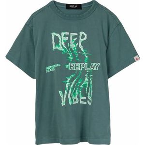 Replay Jongens T-shirt, 105 Jade Green, 10 Jaar