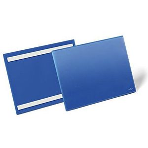 Durable 179807 Zelfklevende documenthouder, voor documenten in A4 liggend formaat, verpakking 50 stuks, donkerblauw.