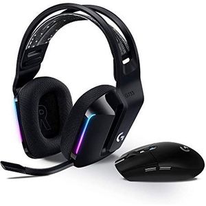 Logitech G733 LIGHTSPEED Wireless Gaming Headset met verende hoofdband - Zwart & Logitech G305 Lightspeed Draadloze Gaming Muis, Zwart (Duitse verpakking)