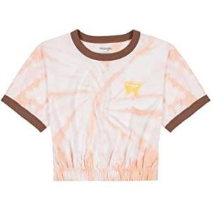 Wrangler Dames Elastisch Cropped Ringer T-shirt, Peach Melba, Large, Peach Melba, L