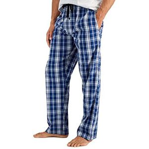 Hanes Herenpyjamabroek van geweven katoen, blauw geruit, XL