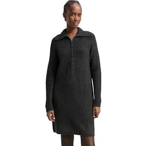 TOM TAILOR DENIM - Gebreide Jurk - Antraciet - Knielengte - Losse Pasvorm