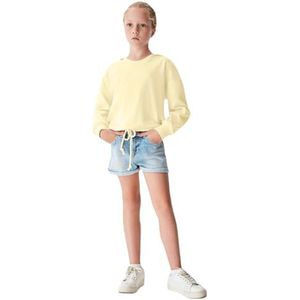 LTB Jeans Yobasa Capuchontrui voor meisjes, lange mouwen, met capuchon om over te trekken, geel, 100% katoen, maat 104 cm, Pale Banana 12967, 104 cm