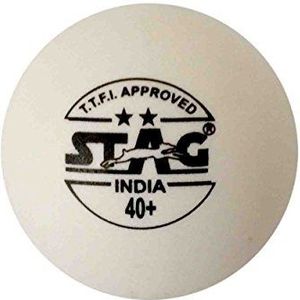 Stag Twee sterren kunststof tafeltennisbal, 40 mm pak van 3 (wit)