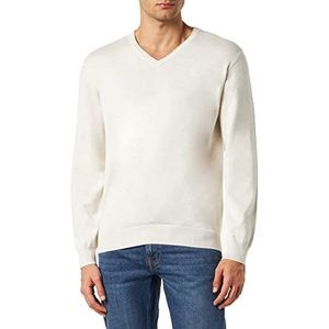Hackett London Heren Katoen Zijde V-hals Pullover Sweater, Ecru, M