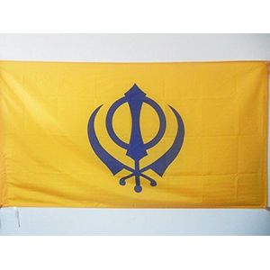AZ FLAG Vlag Sikhisme, 90 x 60 cm, vlag Khanda, sikhistische religie, 60 x 90 cm, schede voor vlaggenstang