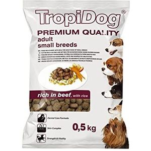 Premium droogvoer rijk aan rundvlees met rijst voor volwassen honden van kleine rassen 500g