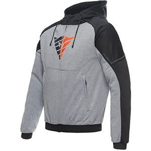 Dainese Daemon-X Safety Hoodie Full Zip voor heren, grijs/zwart/rood (Grey Melange/Black/Fluo Red), 64