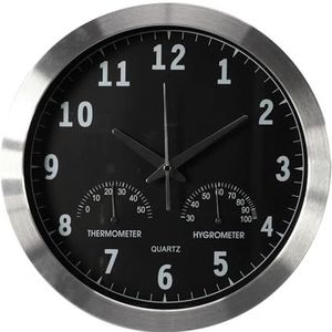 Perel Wandklok 35,5 cm Zwart en Zilverkleurig