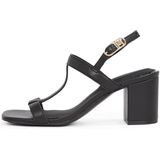 TOMMY HILFIGER - Sandalen - Zwart - Leer - Brede Hak - Sluiting met Bandje