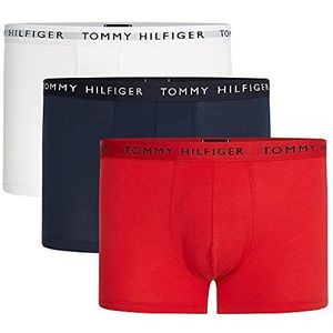 Tommy Hilfiger 3P TRUNK Boxershorts heren,Wit/Woestijn Sky/Primair Rood,XS