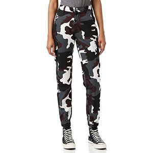 Urban Classics Damespantalon met hoge taille, cargobroek voor dames, in camouflagelook, verkrijgbaar in vele kleurvarianten, Veelkleurig (witte camo 02244), XXL