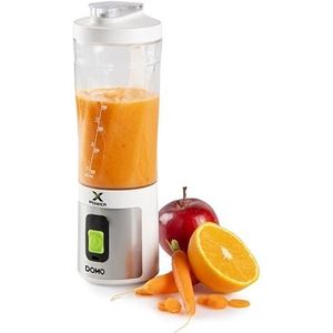 DOMO DO752BL draagbare blender, krachtige mini-standmixer met Tritan-fles, 120 W, USB-C oplaadbaar, 600 ml, zilver/wit