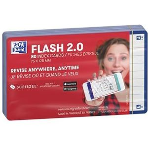 Oxford Flash 2.0 Flashcards A7 gelijnd blauw pak 80 kaartjes,marineblauw
