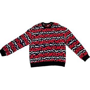 Love Moschino Dames regular fit ronde hals met logo print sweatshirt, Stripes, 44