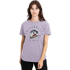 mandarin creative ltd Mickey Mouse Zwitserland blauw dames T-shirt, lavendar, medium, Lavendel, M