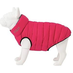 HUGO & HUDSON Omkeerbare warme winter hond puffer jas waterbestendige jas, roze en grijs, S35