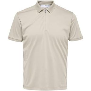 SELETED HOMME Slhfave Zip Ss Polo Poloshirt voor heren, havermout, XL