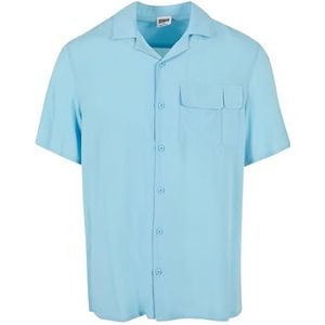 Urban Classics Heren overhemd Viscose Camp Shirt Balticblue L, Balticblue, L