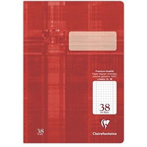 Clairefontaine 331638C - verpakking met 25 schriften ideaal voor school, DIN A4, 32 vellen, 90 g, liniatuur 38 doorlopend geruit met rand 5 x 5 mm geperforeerd, rood, 1 pak