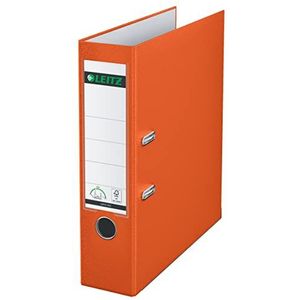 Leitz 180° Ordner, Capaciteit van 600 Vellen A4 Papier, Rugbreedte van 80 Millimeter, Uniek Gepatenteerd 180° Mechanisme, Duimgat, Verwisselbaar Etiket, PP, Oranje, 10105045