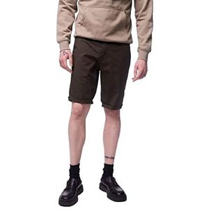 Teddy Smith Sailor Chino Poplin Stret Cargo Shorts voor heren, Kaki Donker, 27W