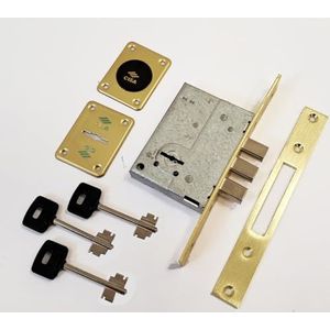 CISA 157234450 Dubbele kaartsleuf om in te steken, voor houten deuren, alleen vergrendelingen, aan beide zijden 3 sleutels + tegenplaat