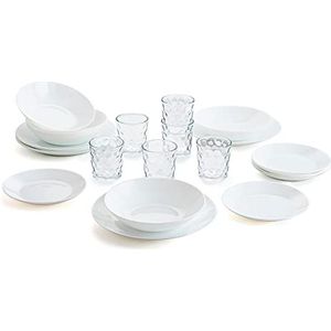 Arcopal Wit tafelservies voor 6 personen, 18-delig + 6 glazen 26cl