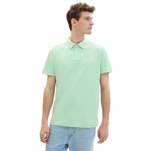 TOM TAILOR Basic Piqué poloshirt voor heren met logo-print, 23383 - Paradise Mint, XL
