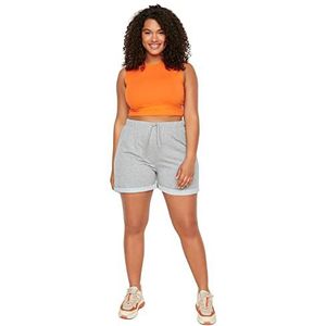 Trendyol Dames Normale Taille Recht Been Regular Plus Size Shorts & Bermuda, Grijs, XXL grote maten