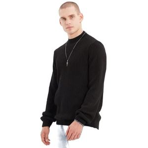 Trendyol Heren rechte lange mouwen regular sweater, zwart, L