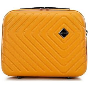 WITTCHEN Cube collectie Cosmetische koffer Toilettas ABS met een ruwe textuur Afneembare verstelbare riem Maat XS Oranje