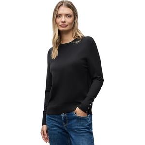 Street One - Dames Trui - Zwart - Met Knoopdetail