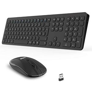 LeadsaiL Toetsenbord muis set draadloos, 2.4G stille draadloze muis en slim toetsenbord Combo (QWERTZ, Duitse lay-out, full size) met 2-in-1 USB nano-ontvanger voor pc, desktop, notebook, laptop, Windows, Mac