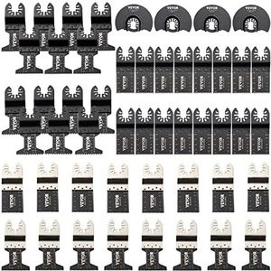 VEVOR Set van 7 soorten oscillerende messen, 50 stuks van HCS-koolstofstaal voor multifunctioneel gereedschap snijden van hout en metaal, multifunctionele messenset 7 verwisselbare soorten voor het
