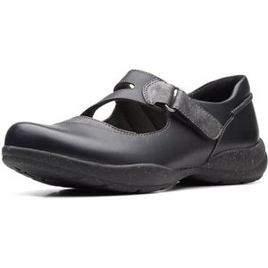 Clarks Roseville Mary Jane Flat voor dames, Zwart Combi, 38 EU